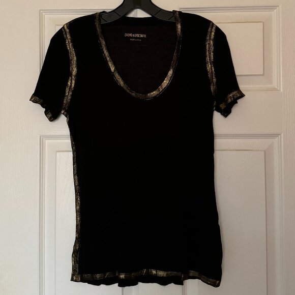 Black and Gold Zadig & Voltaire Tee - Picture 1 of 5